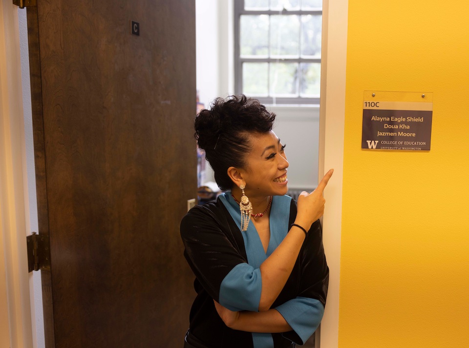 Kha photographed outside of the&nbsp;office space she shares&nbsp;with Eagle Shield and&nbsp;Moore inside the Banks Center.