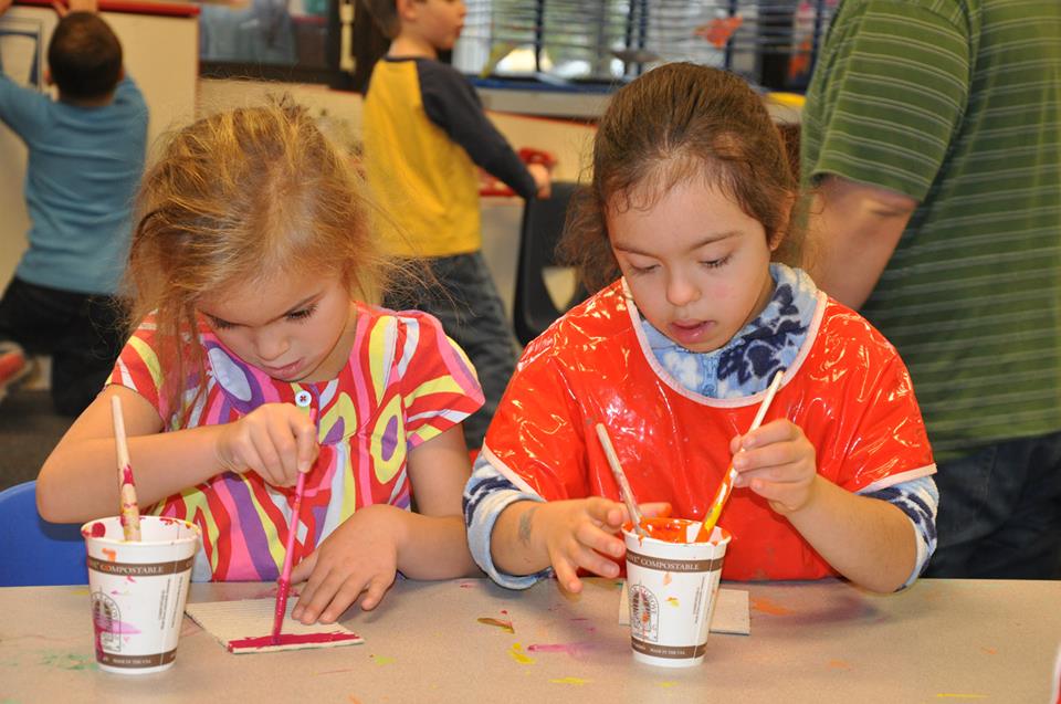 Young students working on an arts and craft project